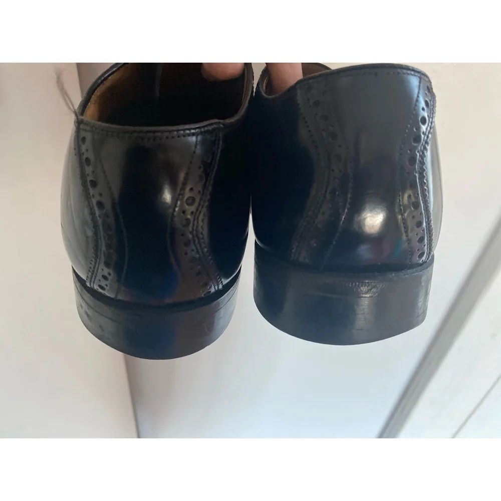 Johnston & Murphy Leather‎ Brogue Oxford Black USA Classic Gentlemen Office 10.5